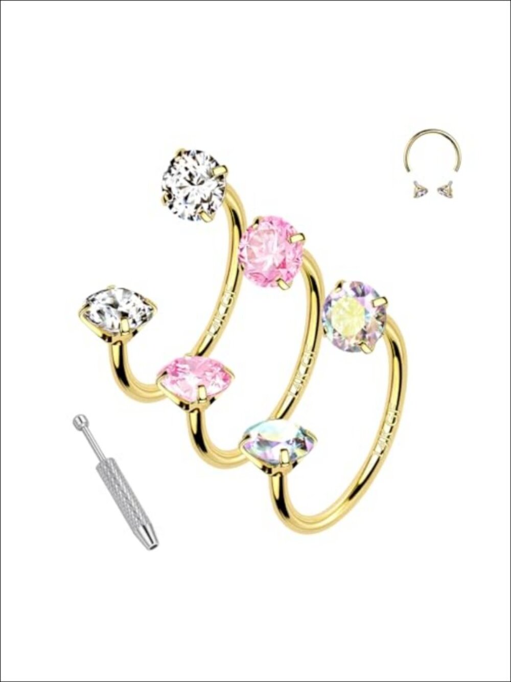 14k Gold Filled Horseshoe Nose Rings 20G Stainless Steel Piercing Jewelry